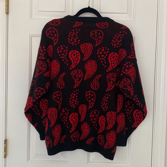 Stitch By Stitch - Black & Red Knit Oversized Funky Pattern Sweater/Pullover - Picture 5 of 6